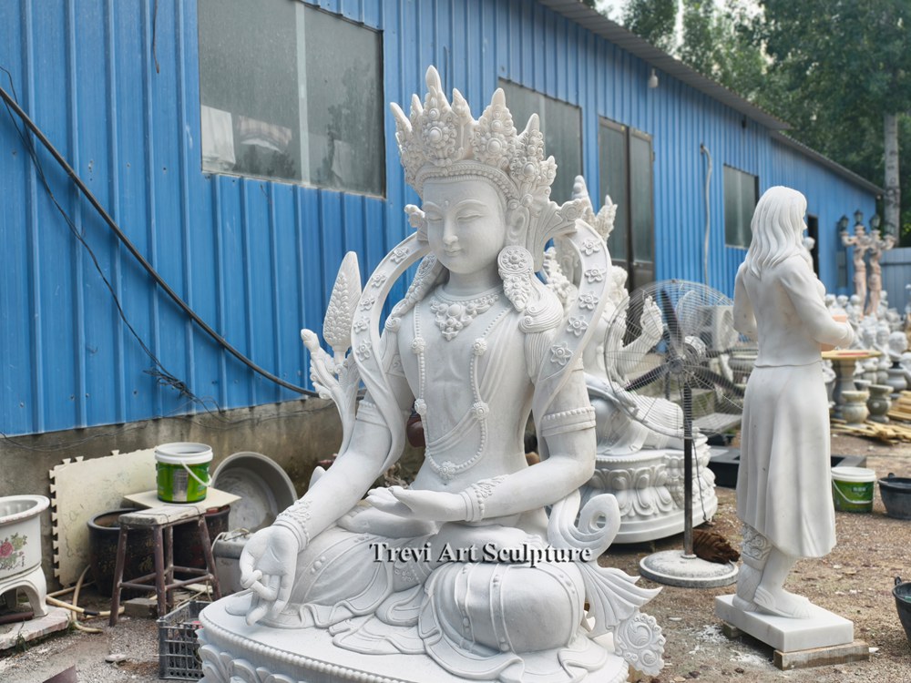 outdoor marble green tara buddhist sculpture
