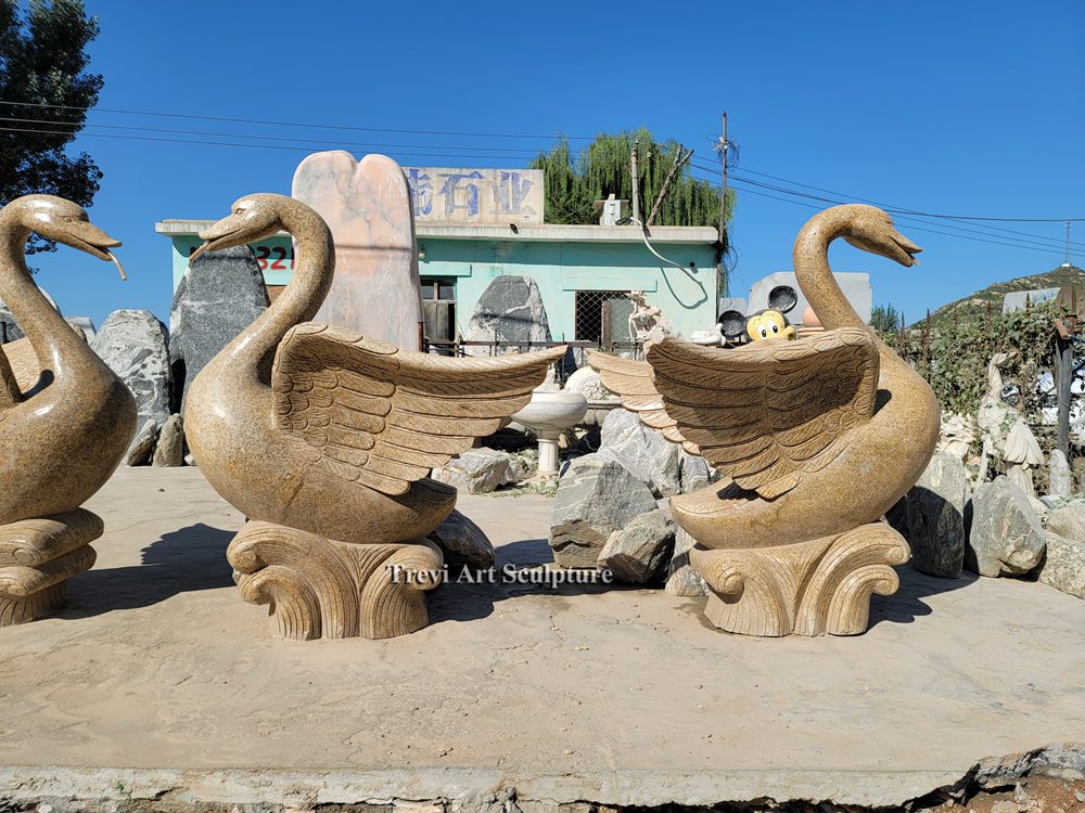 hand carved marble swan statue