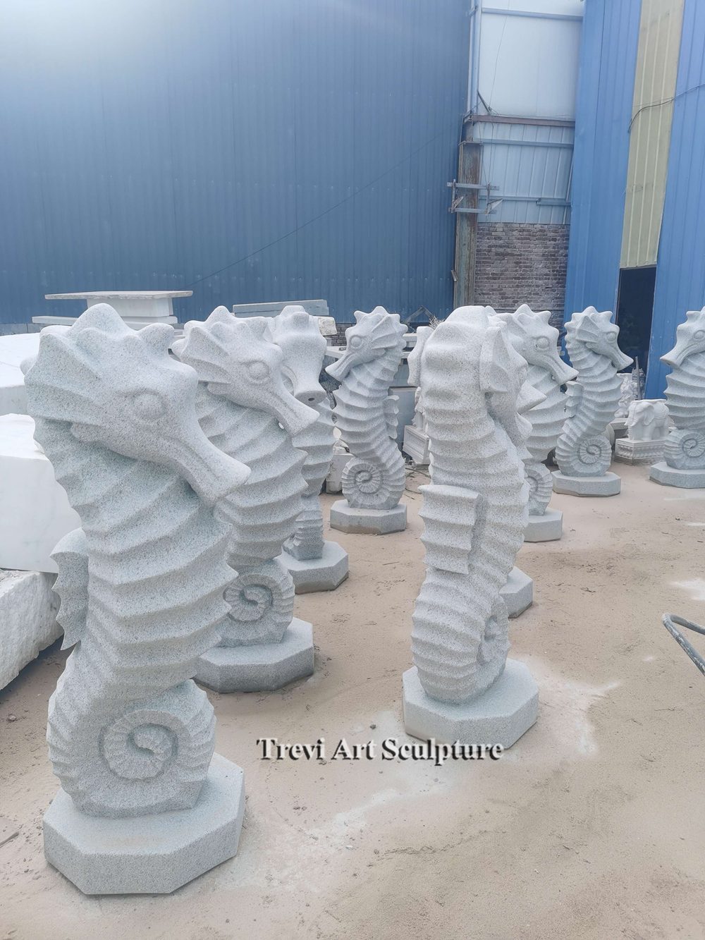 marble seahorse statues