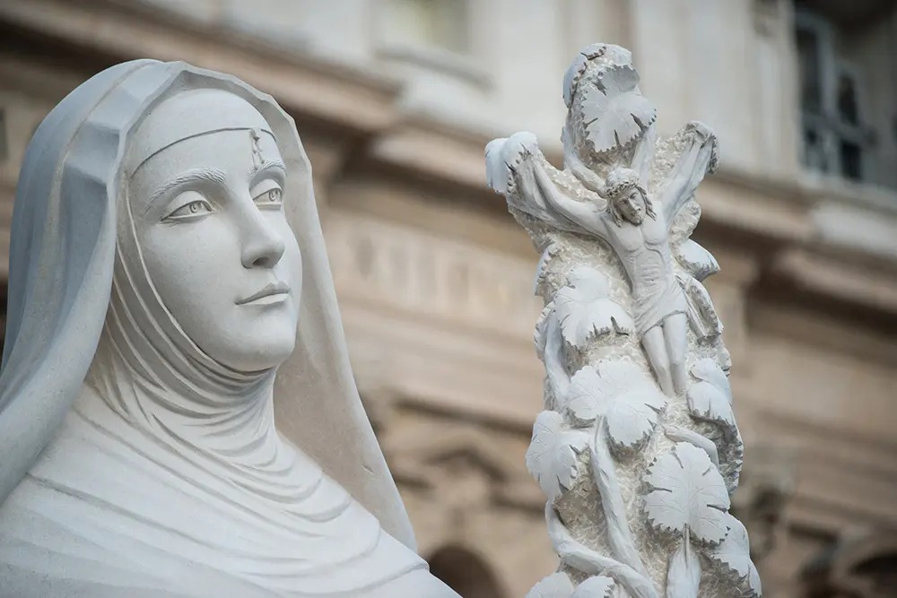 marble st. rita of cascia statue details
