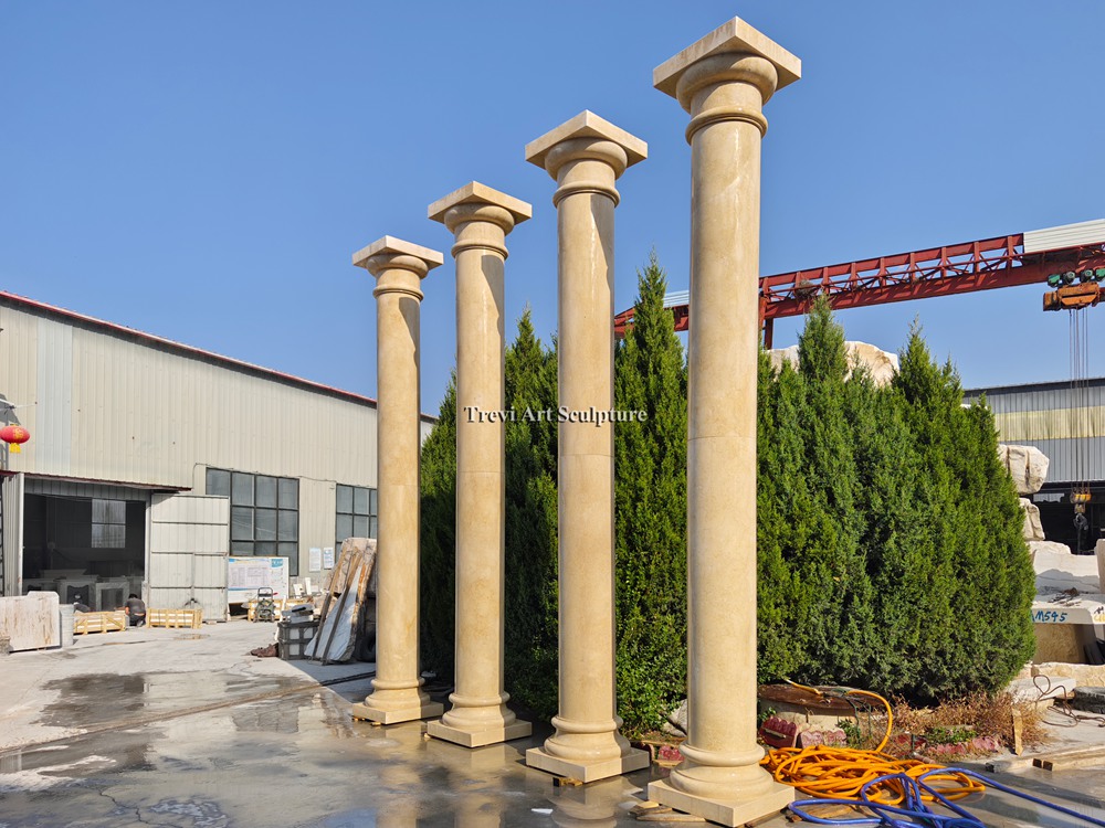 simple beige marble architectural columns for exterior decoration