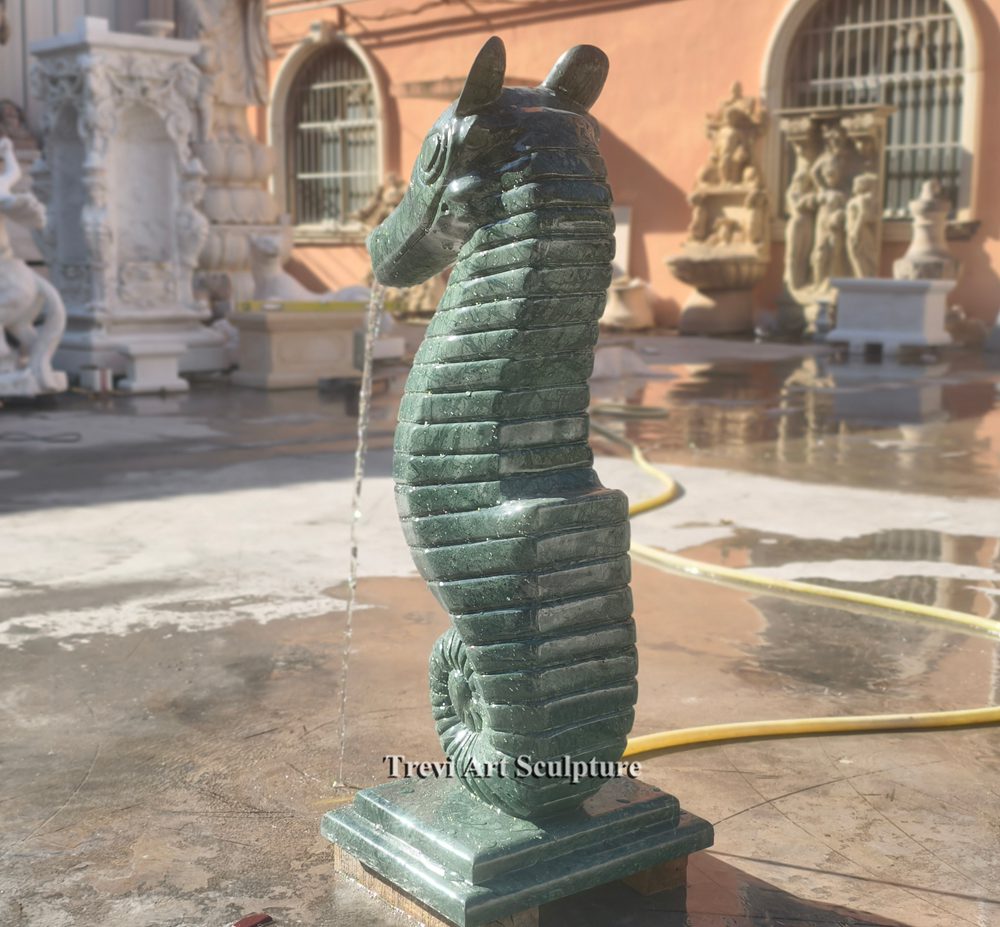 outdoor marble seahorse statue water feature