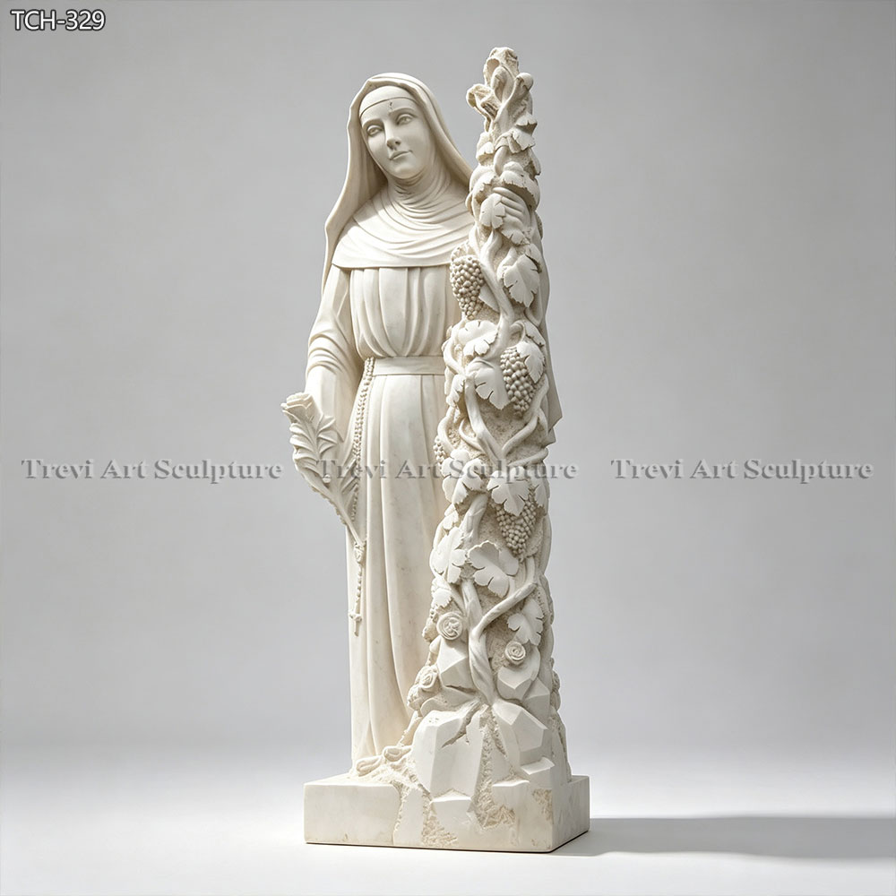 white marble st. rita of cascia statue