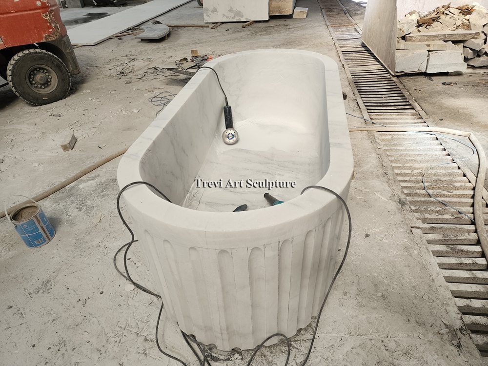 carrara white marble bathtub process
