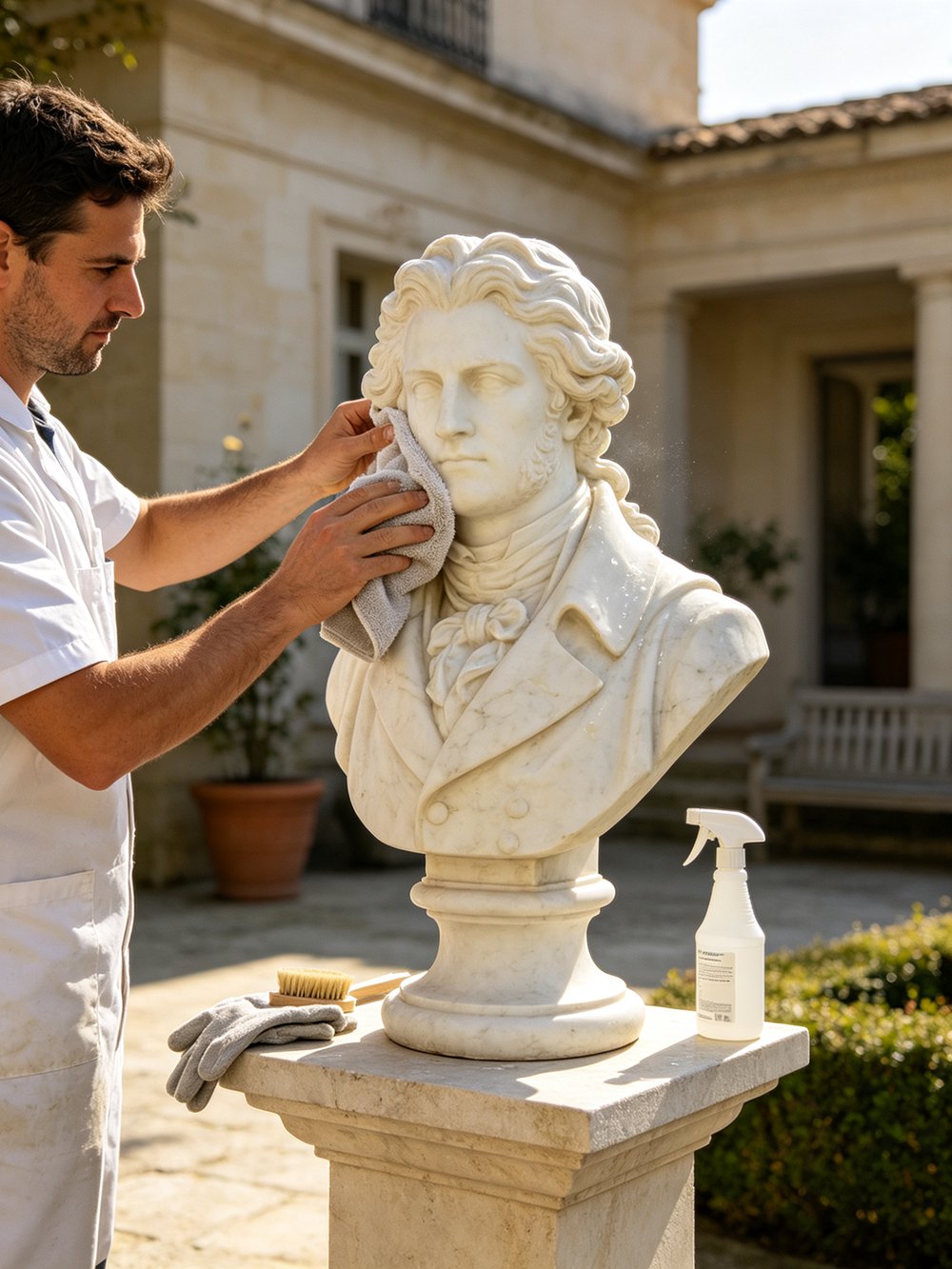 cleaning and maintenance of marble bust