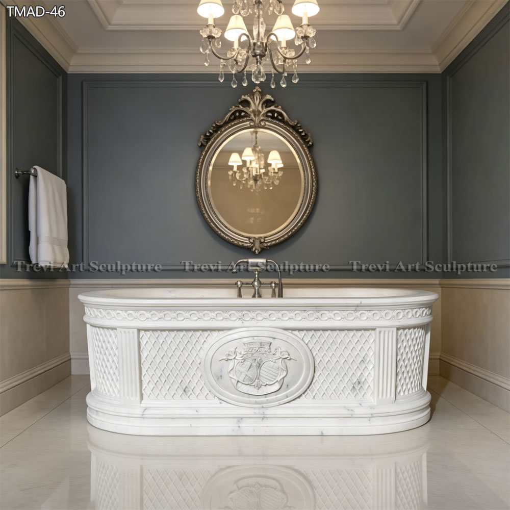 custom marble bathtub with relief