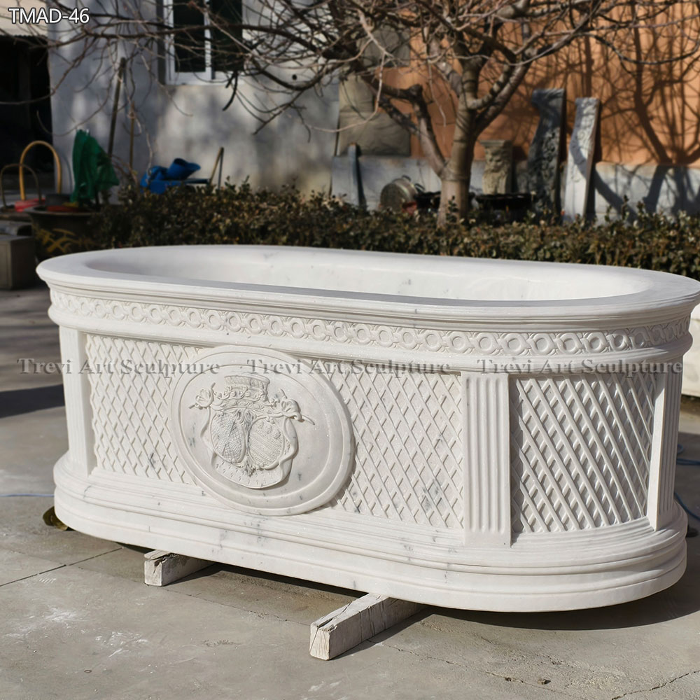 custom high end marble bathtub with hand carved relief