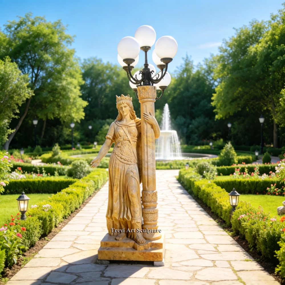female statue lamp post for garden