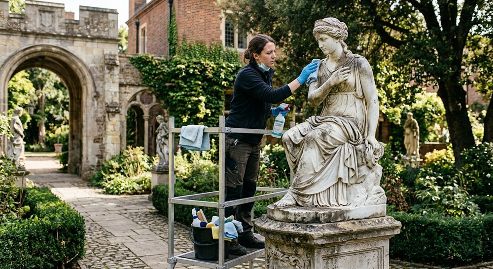 maintenance of outdoor marble female sculptures