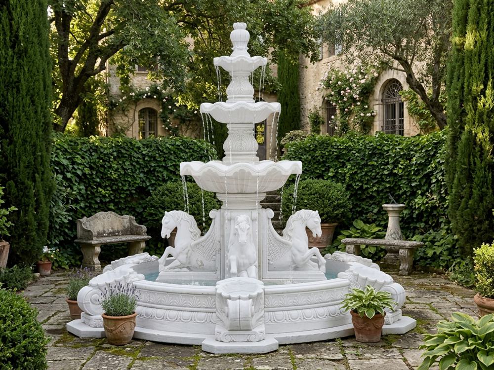 reclining horse head fountain