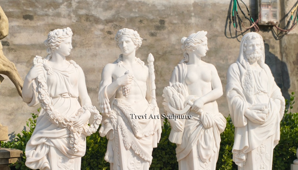 set of 4 classic male four seasons statue details