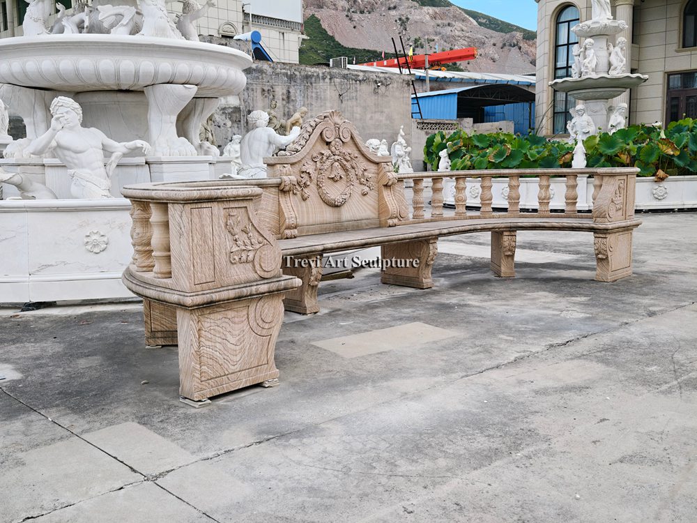 floral marble balustrade bench