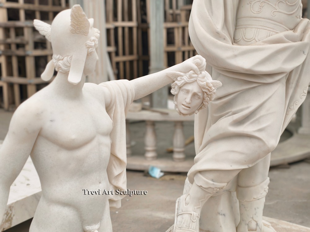 5 feet perseus and medusa marble sculpture details