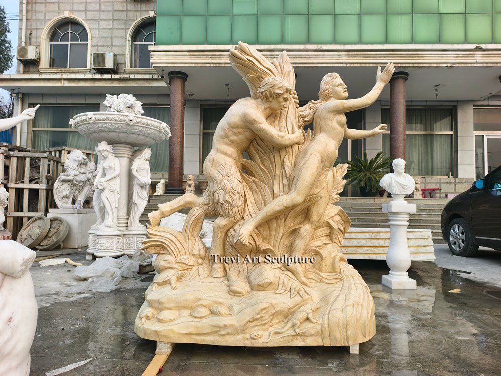 antique marble pan poursuivant syrinx statue