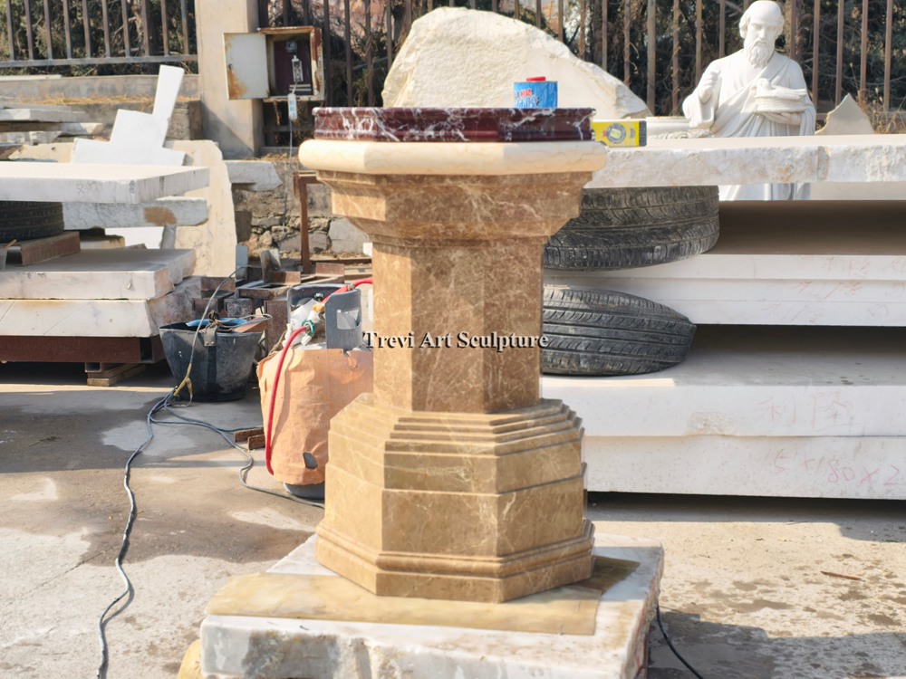 two tone octagonal baptismal water font