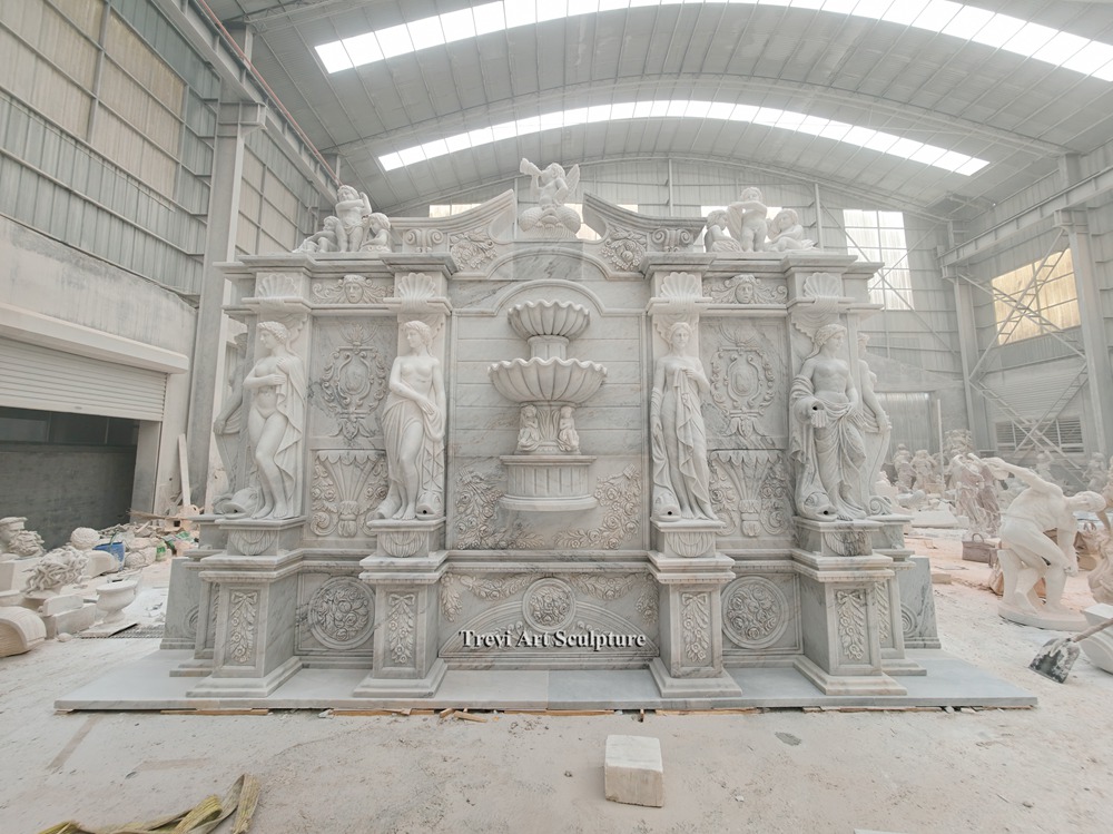 large european marble wall fountain