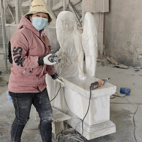 angel monument headstone carving process